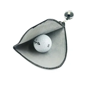 Golfballreiniger Tasche mit einziehbarem Clip und Mikrofasertuch fuer Golf Zubehoer