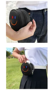 Bolsa de pelotas de golf estilo coreano riñonera portátil con cremallera negra práctica