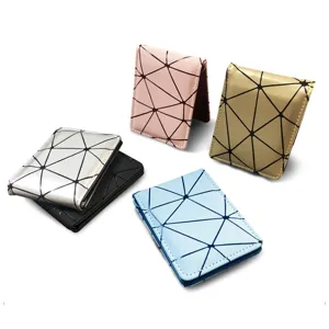 Magnetische Geldklammer Brieftasche PU Leder Rauten Geometrische Dreieck Patchwork Schlank Tragbare Kreditkartenhalter Für Sport Alltag Unisex