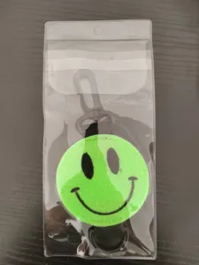 Groene smiley gezicht golfbal klittenband taille hangende haak accessoire nieuw.