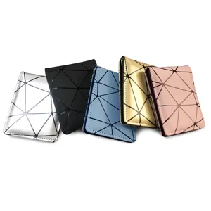Geometrische faltbare Kartenbrieftasche Geldklammer tragbarer PU Leder Taschenorganizer