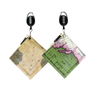 Vintage Map Print Golf Towel with Retractable Clip and Tee Holder Sports Accessories