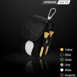 Tragbare Leder Golfballtasche fuer Guertel mit Tees und Golfball fuer Outdoor Sport