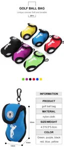 Tragbare Nylon Golfballtasche mit Clip und mehreren Farben, praktische Golf Zubehörtasche.