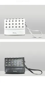 Bolso de cuero Pilamalleus para telémetro de golf con remaches y correa de muñeca.