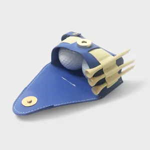 Sac de balle de golf en cuir bleu portable étui de taille avec tees et balles de golf