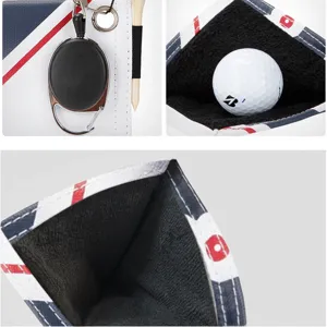 Asciugamano per la pulizia delle palle da golf con fodera in peluche e clip retrattile.