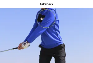 Detail des Golf-Haltungskorrektors mit Totenkopf-Aufnäher beim praktischen Schwung.