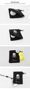 Pilamalleus Golfball-Handtuch mit Magnetverschluss, schwarzes Plüsch-Golffuß-Reinigungszubehör.