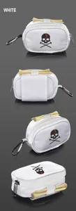 White golf ball bag portable golf accessory pouch with tees and carabiner clip outdoor