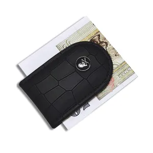 Schwarze Krokodilmuster Magnet-Geldklammer mit Metall-Totenkopf-Emblem für Herren Alltag.