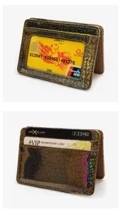 Korean style laser sequin PU leather card holder mini wallet for women with multiple slots.