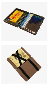 Detailed view of the PU leather magic wallet and card holder interior, showing card slots.