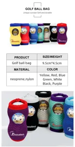 Golf ball bag neoprene portable waterproof golf ball holder storage pouch multi color options