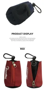 Bolsa portátil para pelotas de golf con clip metálico y cierre de cremallera de nailon duradero.
