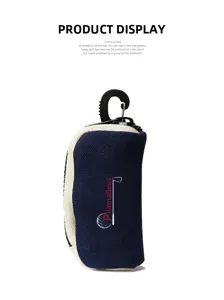 Canvas Golfballtasche mit Karabinerhaken, tragbare Zubehörtasche für Golfsport Detailansicht.