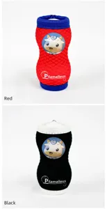 Neoprene 3D golf ball pouch detail view, holding two balls securely, durable sports accessory.
