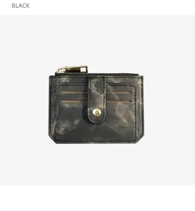 Schwarzes Marmormuster minimalistische kurze Kartenbrieftasche mit Reissverschluss