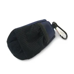 Bolsa de bolas de golf portátil con bolsillo de red y mosquetón para uso en deportes
