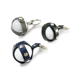 Mini Golfball Lederhalterung Clip, echtes Leder Einzel-Golfball-Aufbewahrungstasche Schlüsselanhänger.