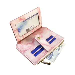 Rosa Marmormuster Damen Kurze Geldbörse Kartenhalter mit Reißverschluss Tasche.