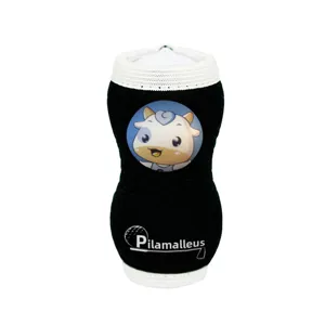 Neoprene golf ball waist bag in black and white featuring cute cartoon sheep print and logo.