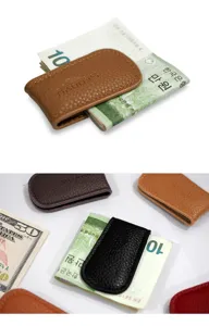 Mini clip de dinero magnético de cuero PU, billetera magnética fuerte para efectivo y tarjetas.