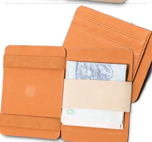 Kreativer koreanischer Mattleder-Magiekartenhalter mit Gummibändern für Karten und Bargeld.