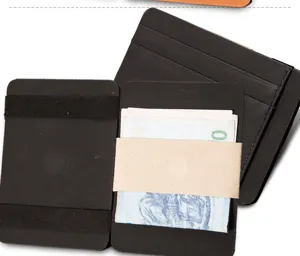 Minimalistischer elastischer magischer Kartenhalter Leder Geldbeutel slim etui neu