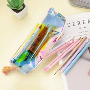 Holographic transparent pencil case cute laser stationery pouch multi-functional storage bag