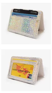 Sparkling glitter PU leather magic wallet card holder mini pocket multi-slot detail view