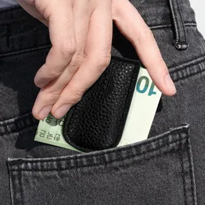 Mini tarjetero clip de dinero magnético de cuero PU para billetes de bolsillo