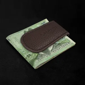 Mini tarjetero pinza para billetes de piel PU magnética, cartera de bolsillo fuerte imán.