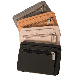 Minimalistischer Kartenhalter aus Leder mit Reißverschluss, elegantes Portemonnaie.