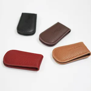 Pinza de dinero magnética de cuero PU para billetes, mini cartera portátil en cuatro colores.