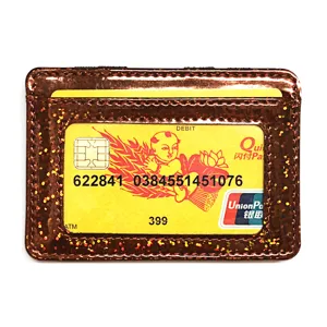 Korean style glitter PU leather card holder for women, mini coin purse and slim wallet.