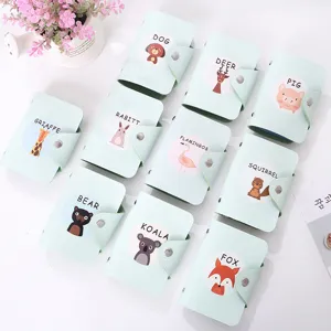 Damen Niedlich Tier Muster Kartenhalter PVC Leder Multi Slot Geldbörse Mini Taschenkartenetui Mit Druckknopfverschluss
