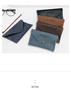 PU Leder Umschlag Kartenetui und Münzgeldbörse mit Druckknopf, tragbare Alltags Brieftasche Detail.