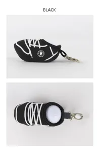 Schwarze Neopren Golfballtasche Mini Schuh Form Golfballhalter mit Karabinerhaken Clip
