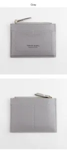 Minimalistisches graues PU-Leder Kartenetui mit Reißverschluss und Kartenfächern.
