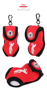 Rote Golfballtasche mit Clip, tragbarer Neopren Golfballhalter für Golffans im Freien.