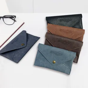 Minimalistisch PU Leder Umschlag Kartenetui Große Kapazität Herren Business Visitenkarten Brieftasche Tragbare Geldbörse Einfarbig Zweifach Gefaltet