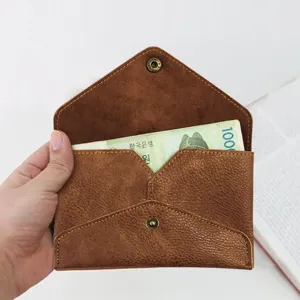 Herren Vintage PU Leder Briefumschlag Kartenetui Muenzbeutel Geltbörse Vorderansicht