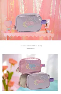 Glitzernde Kosmetiktasche tragbare Make-up Tasche Glitzer Toilettenartikel Organizer mit Quaste