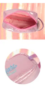 Rosa Glitzer Kosmetiktasche Reise Make-up Etui tragbarer Kulturbeutel mit Reißverschluss