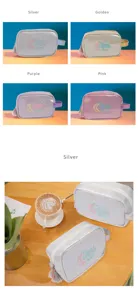 Glitzernde Reise-Kosmetiktasche mit Mond-Bestickung, tragbare Make-up-Aufbewahrung Detail