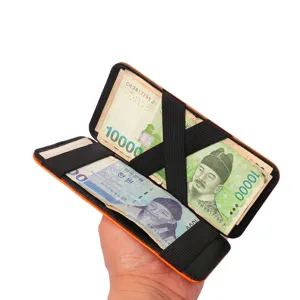 Magische Brieftasche aus Leder Kartenhalter mit Gummibändern für Bargeld praktisches Design.