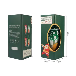 Christmas color changing plastic straw cup with gift box, 710ml festive drinkware set.