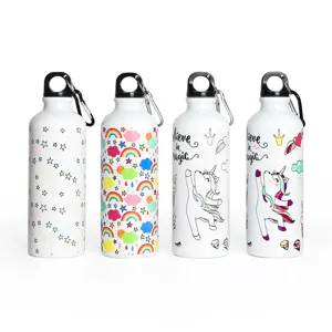 500ml Sport Aluminium Trinkflasche mit Karabiner, farbwechselndes Design fuer Fitness und.