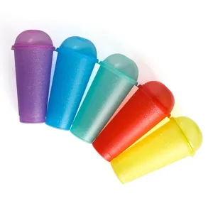 Ensemble de tasses en plastique à paillettes avec couvercle dôme pour boissons froide.